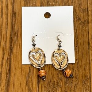 Shein | NWT Love is Real Earrings One Size Dangle Silver & Orange Jewelry Hearts